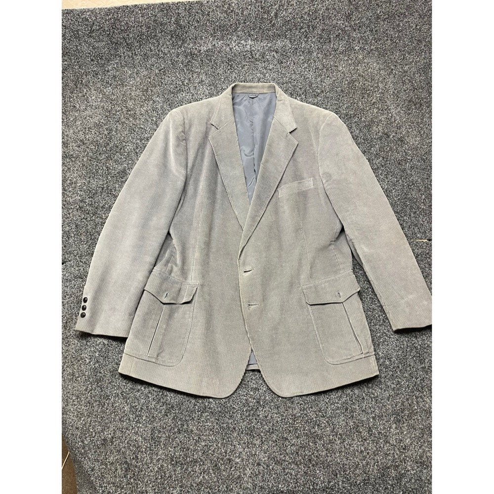 Vintage Sears Roebuck The Corduroy Collection Grey Blue Blazer Sport Coat Mens